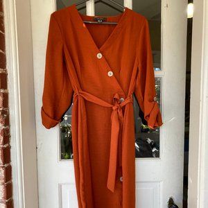Primark Burnt Orange Button Dress